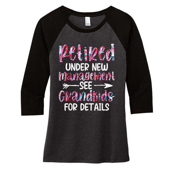 Retired Under New Management See Grandkids, Funny Retirement Women's Tri-Blend 3/4-Sleeve Raglan Shirt