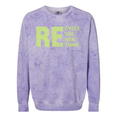 Recycle Use New Think Earth Day Colorblast Crewneck Sweatshirt