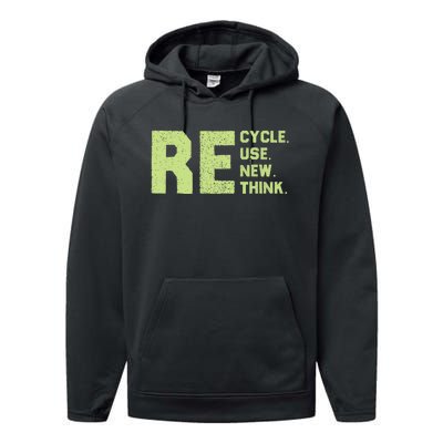 Recycle Use New Think Earth Day Performance Fleece Hoodie