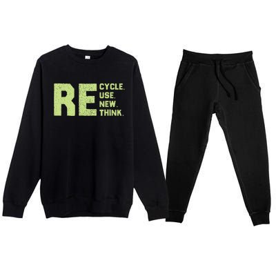 Recycle Use New Think Earth Day Premium Crewneck Sweatsuit Set