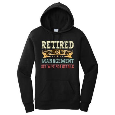 Retired Under New Management See Wife For Details Husband Women's Pullover Hoodie