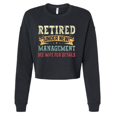 Retired Under New Management See Wife For Details Husband Cropped Pullover Crew