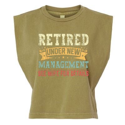 Retired Under New Management See Wife For Details Husband Garment-Dyed Women's Muscle Tee