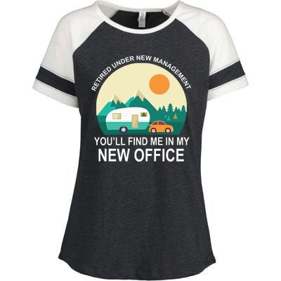 Retired Under New Management You'll Find Me In My New Office Enza Ladies Jersey Colorblock Tee