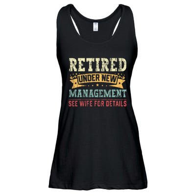 Retired Under New Management See Wife For Details Husband Ladies Essential Flowy Tank