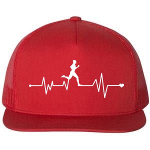 Runner Heartbeat Pulse Flat Bill Trucker Hat