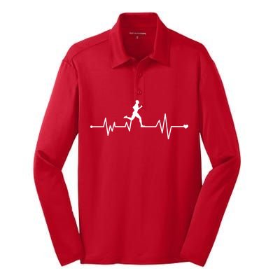 Runner Heartbeat Pulse Silk Touch Performance Long Sleeve Polo