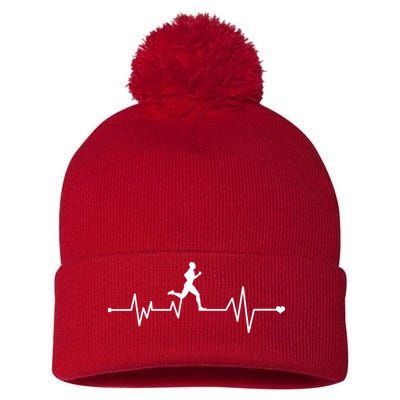 Runner Heartbeat Pulse Pom Pom 12in Knit Beanie