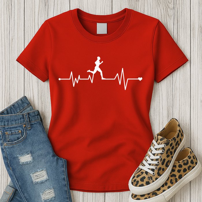 Runner Heartbeat Pulse Womens T-Shirt