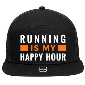 Running Is My Happy Hour 7 Panel Mesh Trucker Snapback Hat