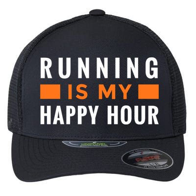 Running Is My Happy Hour Flexfit Unipanel Trucker Cap