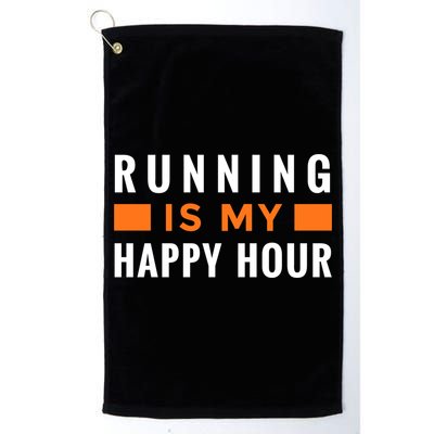 Running Is My Happy Hour Golf Towel
