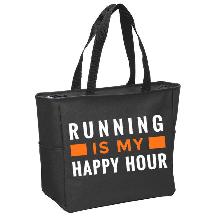 Running Is My Happy Hour Zip Tote Bag