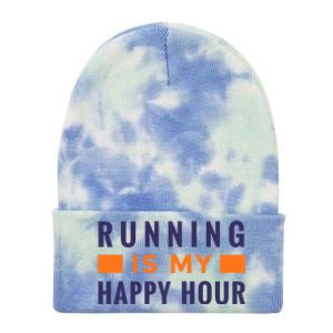 Running Is My Happy Hour Tie Dye 12in Knit Beanie