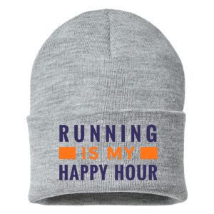 Running Is My Happy Hour Sustainable Knit Beanie