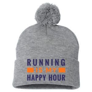 Running Is My Happy Hour Pom Pom 12in Knit Beanie