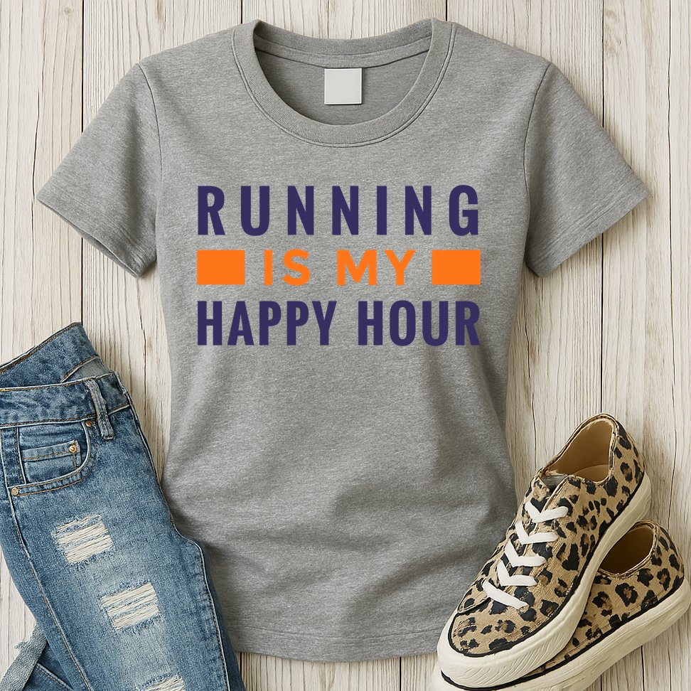 Running Is My Happy Hour Womens T-Shirt