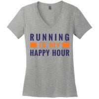 Running Is My Happy Hour Women's V-Neck T-Shirt