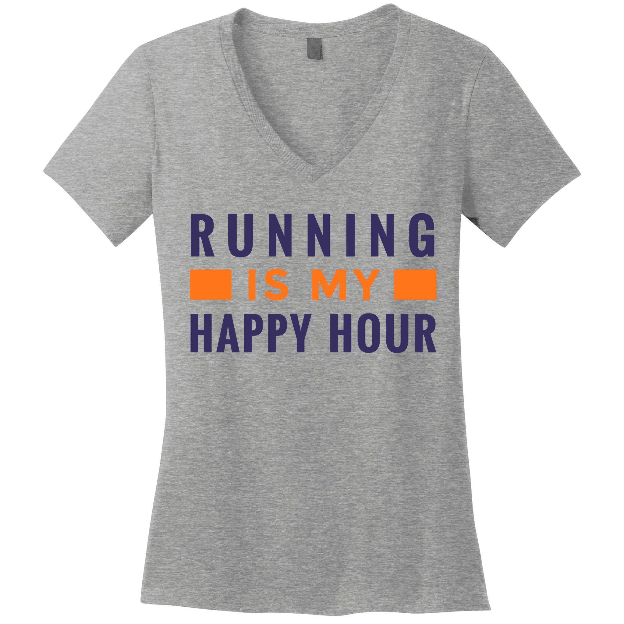 Running Is My Happy Hour Women's V-Neck T-Shirt