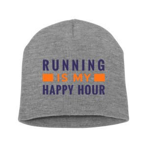 Running Is My Happy Hour Short Acrylic Beanie