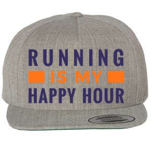 Running Is My Happy Hour Wool Snapback Cap