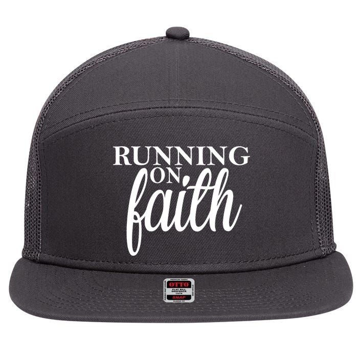 Running On Faith 7 Panel Mesh Trucker Snapback Hat