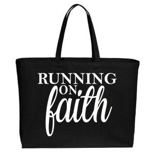 Running On Faith Cotton Canvas Jumbo Tote