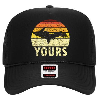 Retro Upper Peninsula UP Yours Yooper Pride Michigan Roots High Crown Mesh Back Trucker Hat