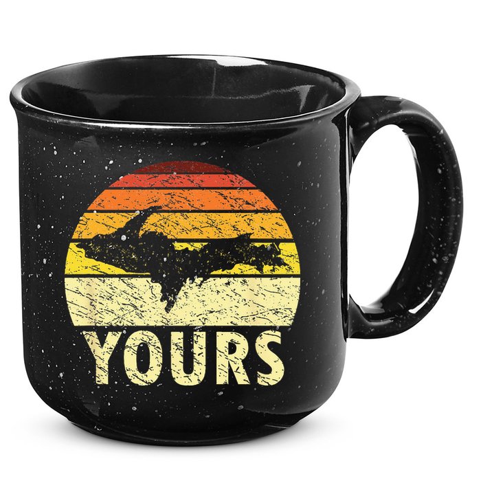 Retro Upper Peninsula UP Yours Yooper Pride Michigan Roots 15oz Campfire Ceramic Mug