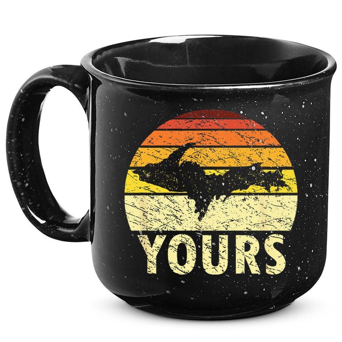 Retro Upper Peninsula UP Yours Yooper Pride Michigan Roots 15oz Campfire Ceramic Mug