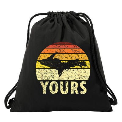 Retro Upper Peninsula UP Yours Yooper Pride Michigan Roots Drawstring Bag