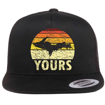 Retro Upper Peninsula UP Yours Yooper Pride Michigan Roots Flat Bill Trucker Hat