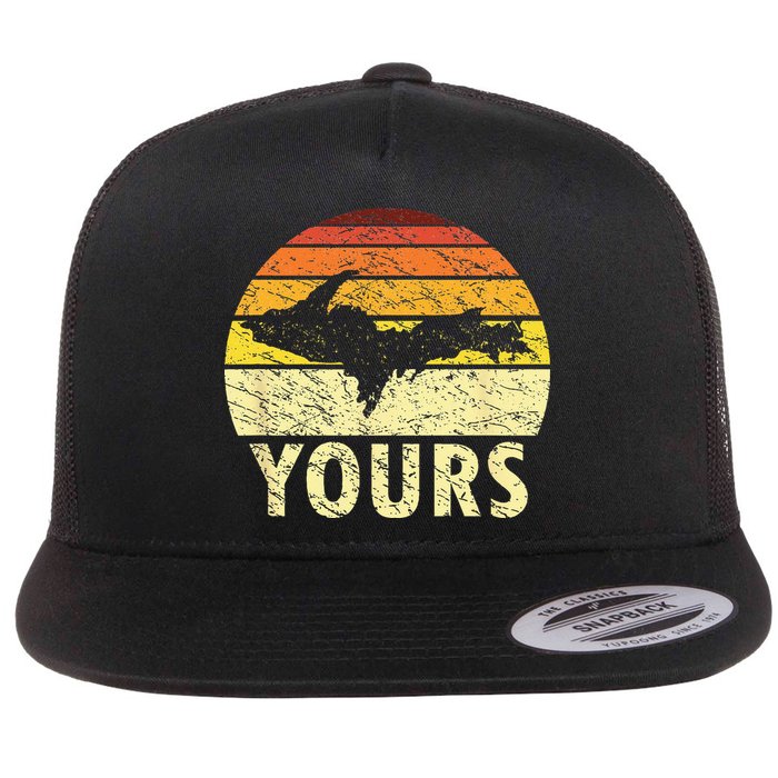 Retro Upper Peninsula UP Yours Yooper Pride Michigan Roots Flat Bill Trucker Hat