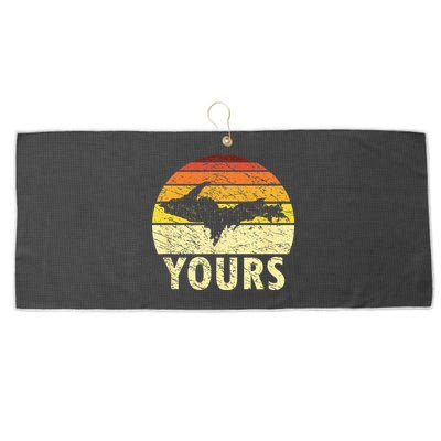 Retro Upper Peninsula UP Yours Yooper Pride Michigan Roots Large Microfiber Waffle Golf Towel