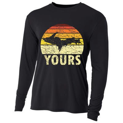 Retro Upper Peninsula UP Yours Yooper Pride Michigan Roots Cooling Performance Long Sleeve Crew
