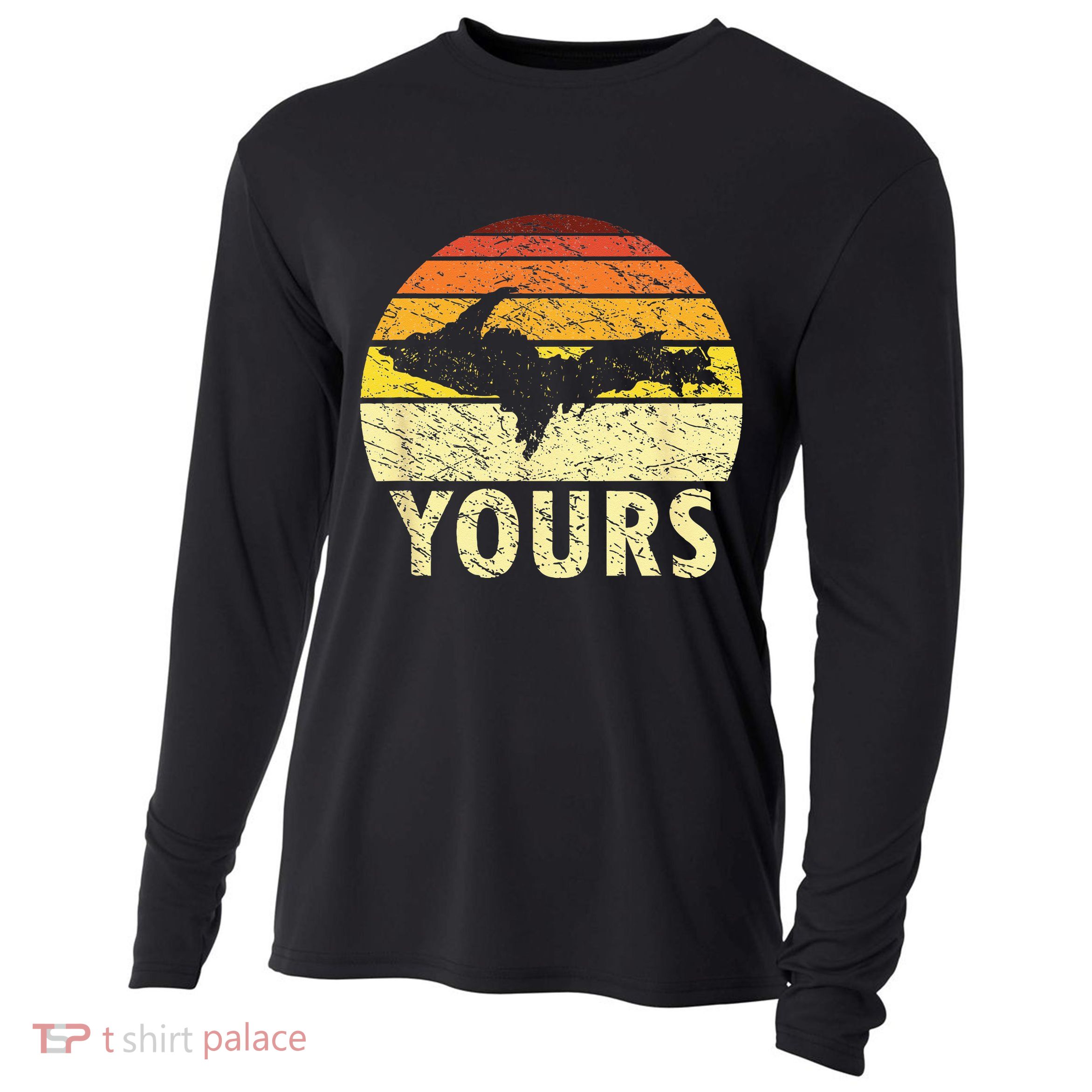 Retro Upper Peninsula UP Yours Yooper Pride Michigan Roots Cooling Performance Long Sleeve Crew