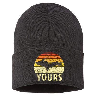 Retro Upper Peninsula UP Yours Yooper Pride Michigan Roots Sustainable Knit Beanie