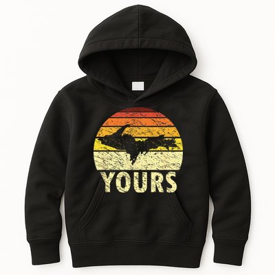 Retro Upper Peninsula UP Yours Yooper Pride Michigan Roots Kids Hoodie