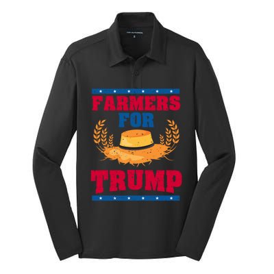 Republican Usa Pride Patriot Farmers For Trump Gift Silk Touch Performance Long Sleeve Polo