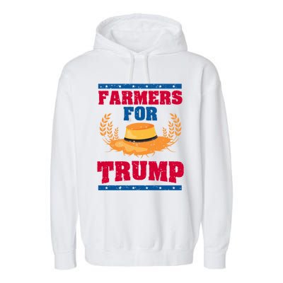 Republican Usa Pride Patriot Farmers For Trump Gift Garment-Dyed Fleece Hoodie