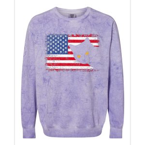 Retro USA Patriotic American Flag US Cat Colorblast Crewneck Sweatshirt