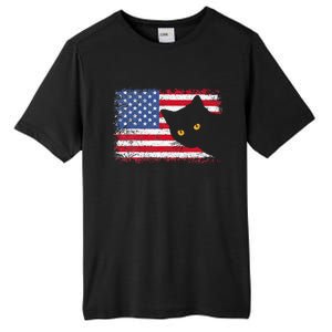 Retro USA Patriotic American Flag US Cat Tall Fusion ChromaSoft Performance T-Shirt