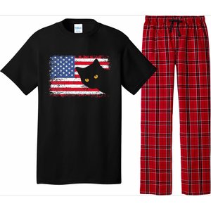 Retro USA Patriotic American Flag US Cat Pajama Set