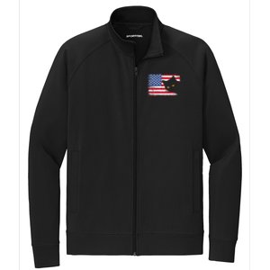 Retro USA Patriotic American Flag US Cat Stretch Full-Zip Cadet Jacket