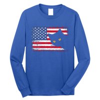 Retro USA Patriotic American Flag US Cat Long Sleeve Shirt