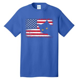 Retro USA Patriotic American Flag US Cat Tall T-Shirt