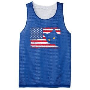 Retro USA Patriotic American Flag US Cat Mesh Reversible Basketball Jersey Tank