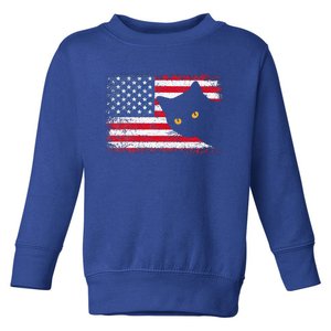 Retro USA Patriotic American Flag US Cat Toddler Sweatshirt