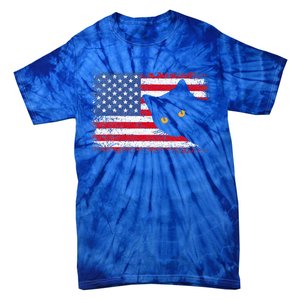 Retro USA Patriotic American Flag US Cat Tie-Dye T-Shirt