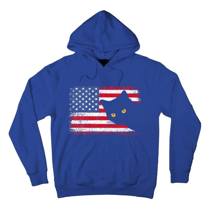 Retro USA Patriotic American Flag US Cat Tall Hoodie